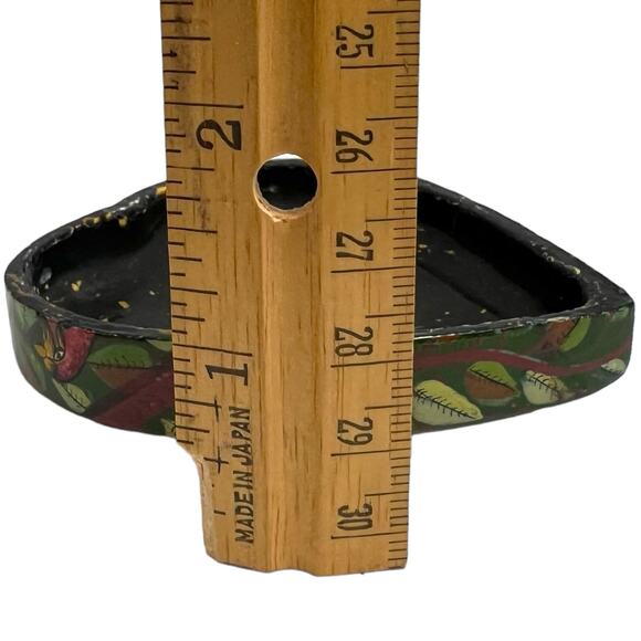 Vintage India paper Mâché trinket heart shape box Bird Tree hand painted signed - Picture 13 of 15